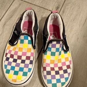 Vans Kids' Colorful Checkered Slip-On Sneakers
